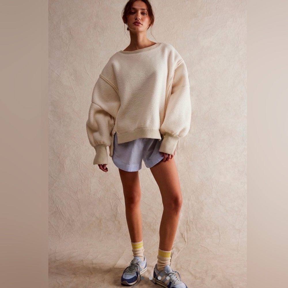Free People We The Free Cream Oversized Camden Sweatshirt - NWT